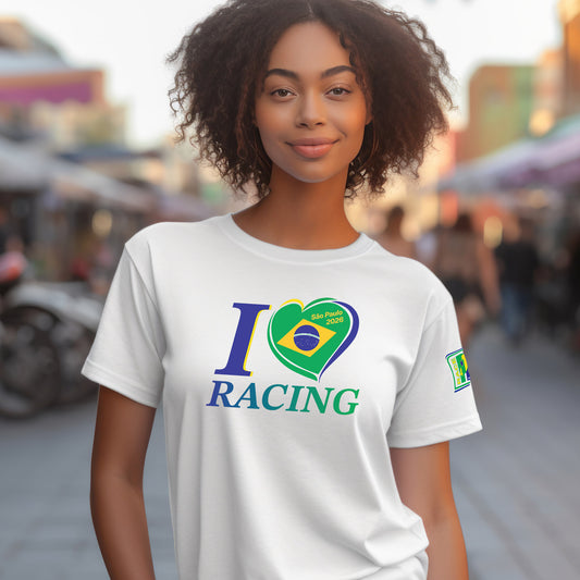 I Love Racing Brazil 2026 Premium Unisex Crewneck T-shirt | Bella + Canvas 3001