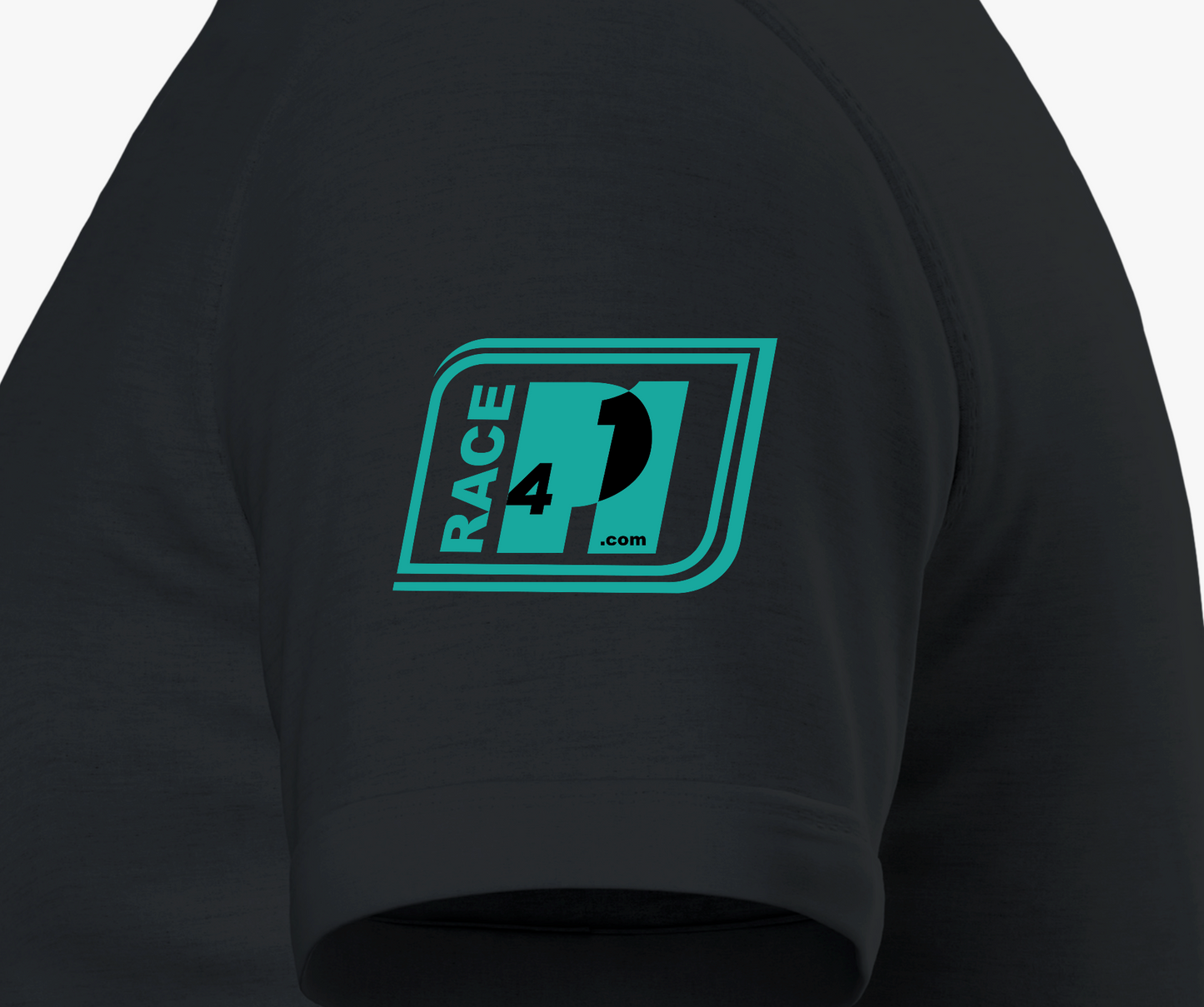 TOTO HAPPY left chest teal print design on black tee – Race4P1 Originals