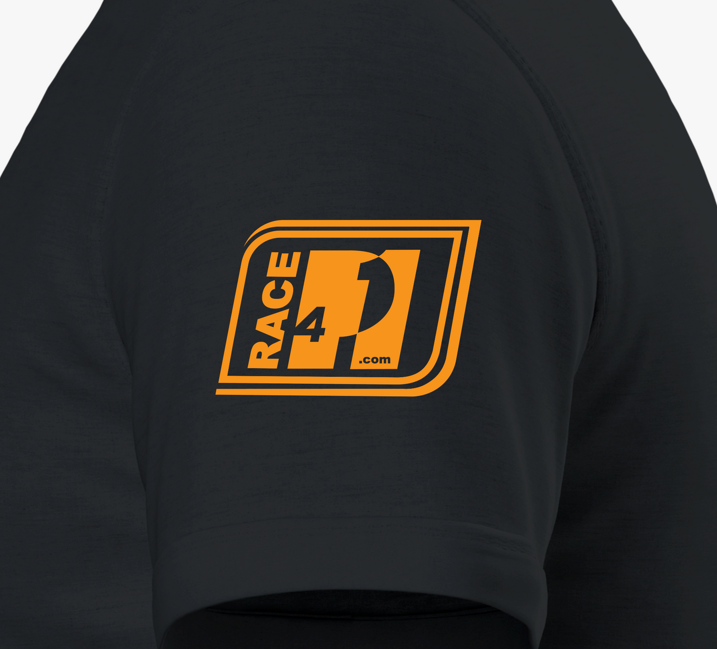 RACE FOR P1 mascot papaya orange print design on black tee – Race4P1 Originals