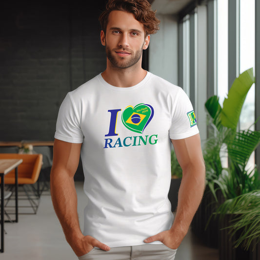 I Love Racing Brazil 2026 Premium Unisex Crewneck T-shirt | Bella + Canvas 3001